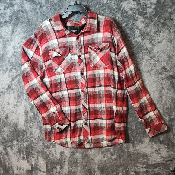 O'neill Men's Shirt Long Sleeve Flannel Plaid Button Up Pockets Red Size XXL - Picture 1 of 9